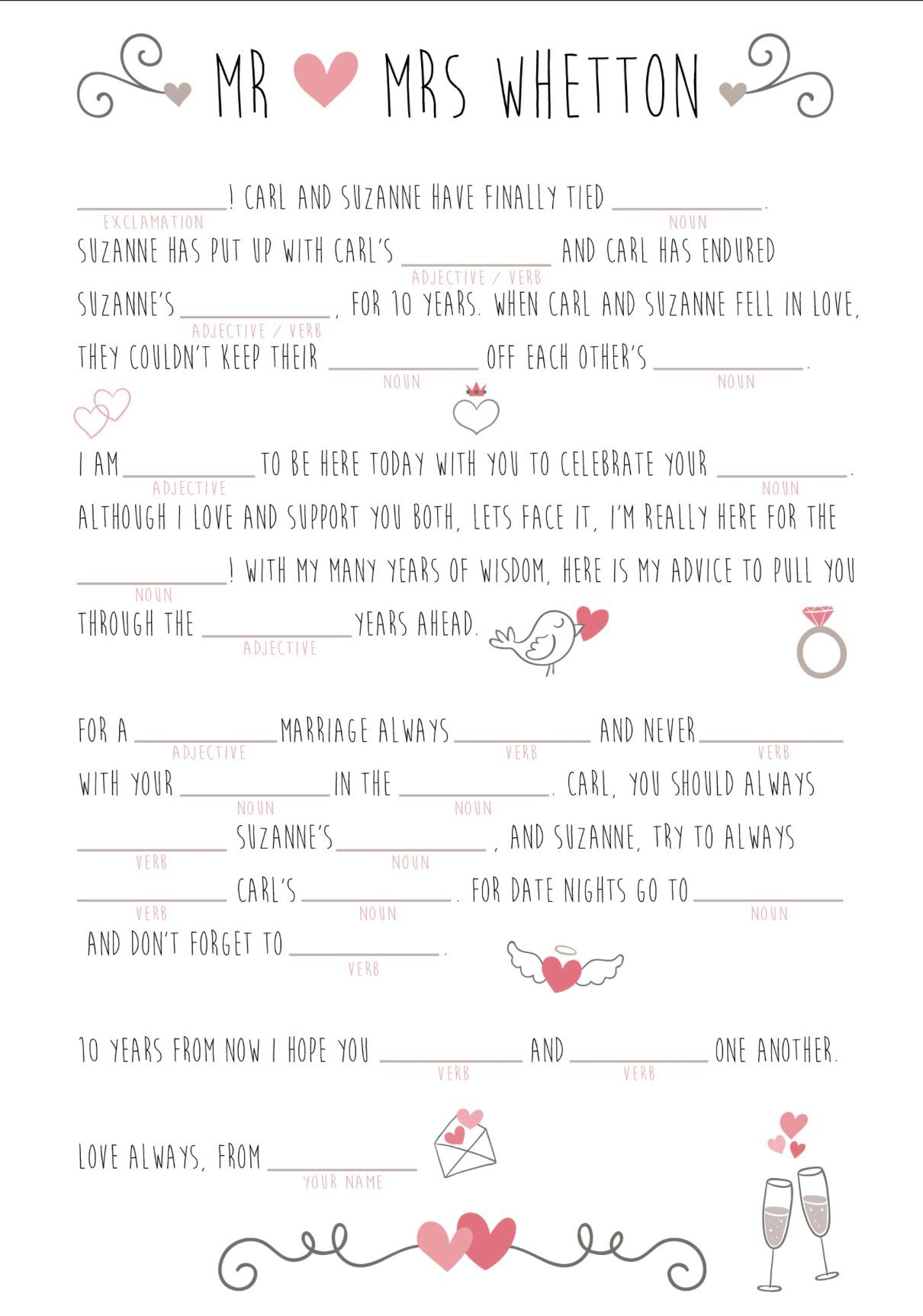 Wedding Mad Libs Wedding Mad Libs Wedding Libs Wedding Reception Fun