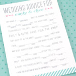 Wedding Madlibs Wedding Advice Marriage Advice For Bridal Etsy