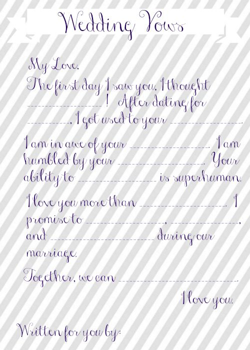 Wedding Vow Mad Libs Free Printable Perfect For Wedding Showers 